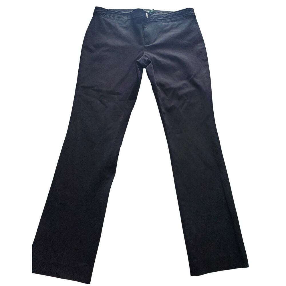 Lauren Ralph Lauren Womens Black Straight Leg Pants Size 14 Preppy Office Classy